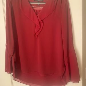 WHBM Red Plum Ruffle Blouse